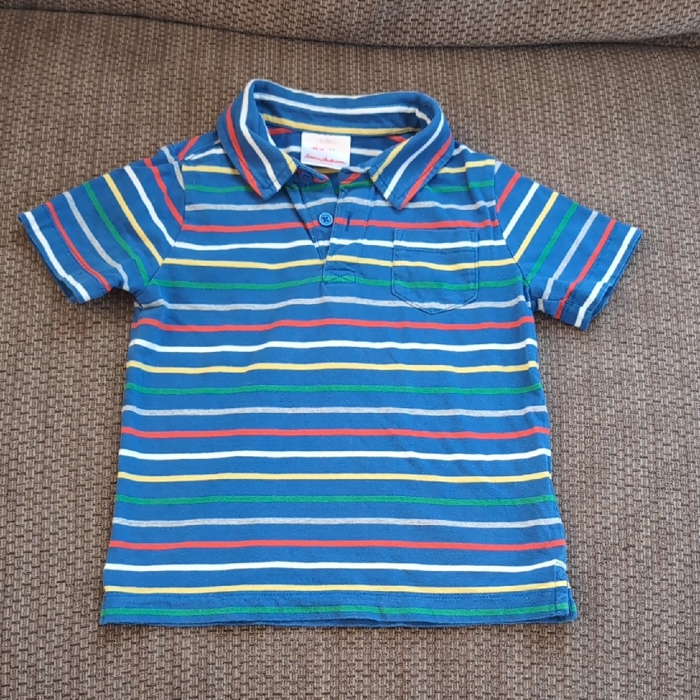 Hanna Andersson Blue Multi-Stripe Polo
